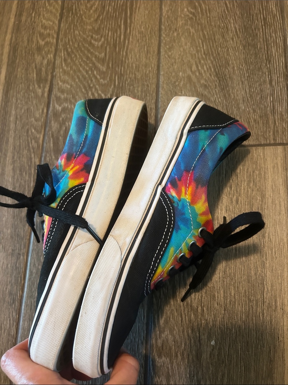 Vans Black Canvas Sneakers with Rainbow Tie-Dye Panels - Picture 3 of 11